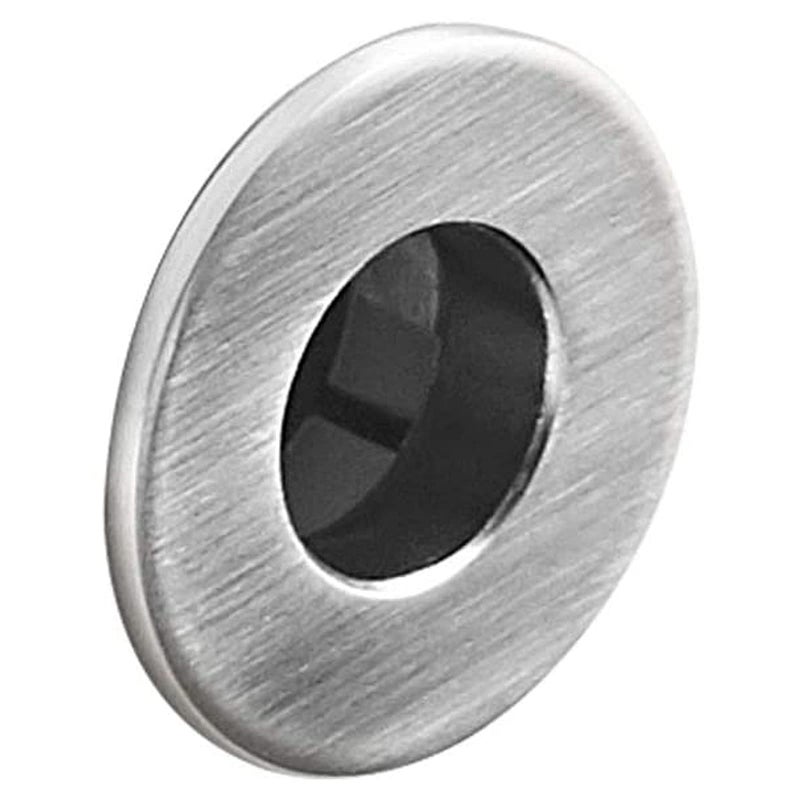 BWE Brushed Nickel Sink Basin Trim Overflow Cover Brass Insert in Hole Round Caps - Image 1